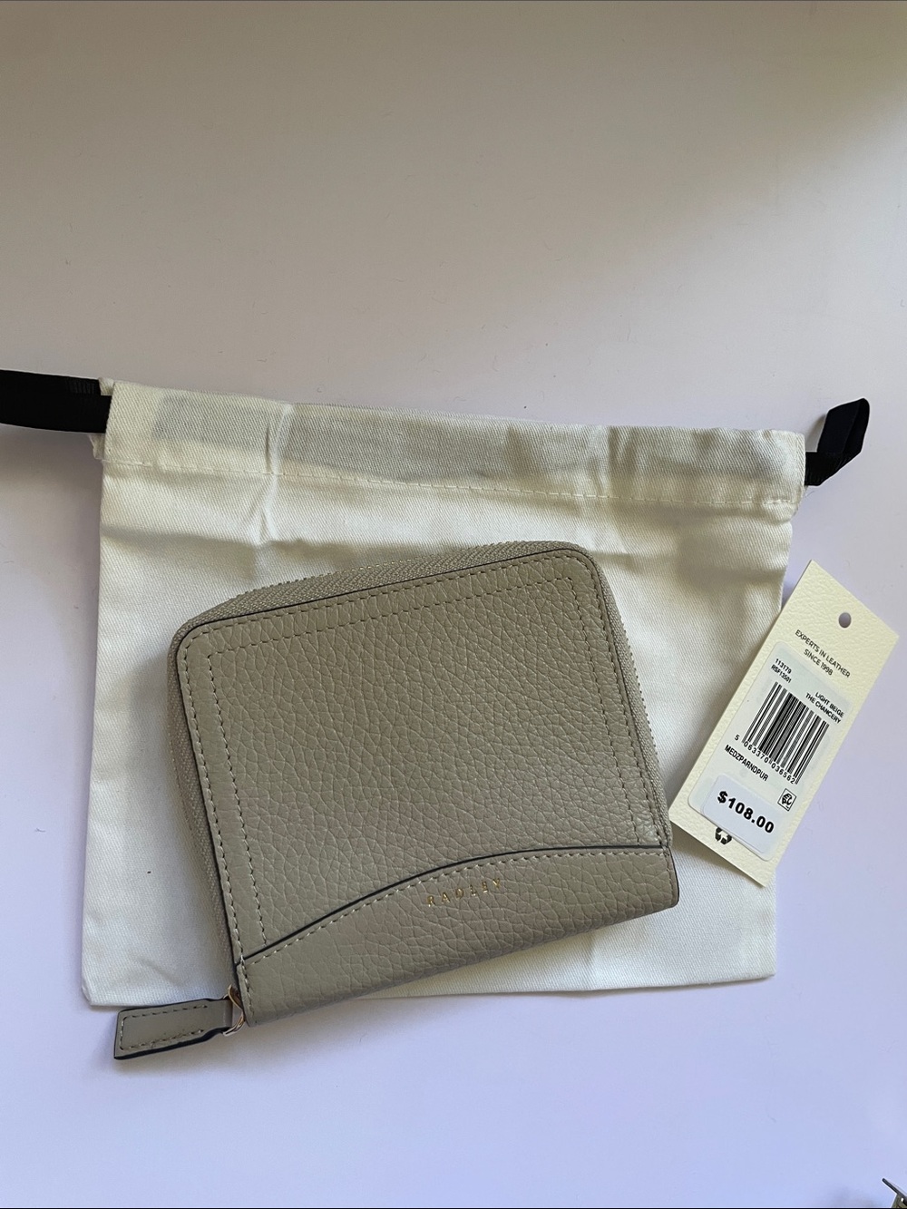 New Radley London Chancery Beige Tan Leather Medium Zip Around Wallet